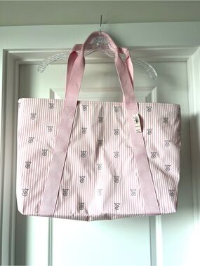 Victoria's Secret Pink Striped Logo Tote